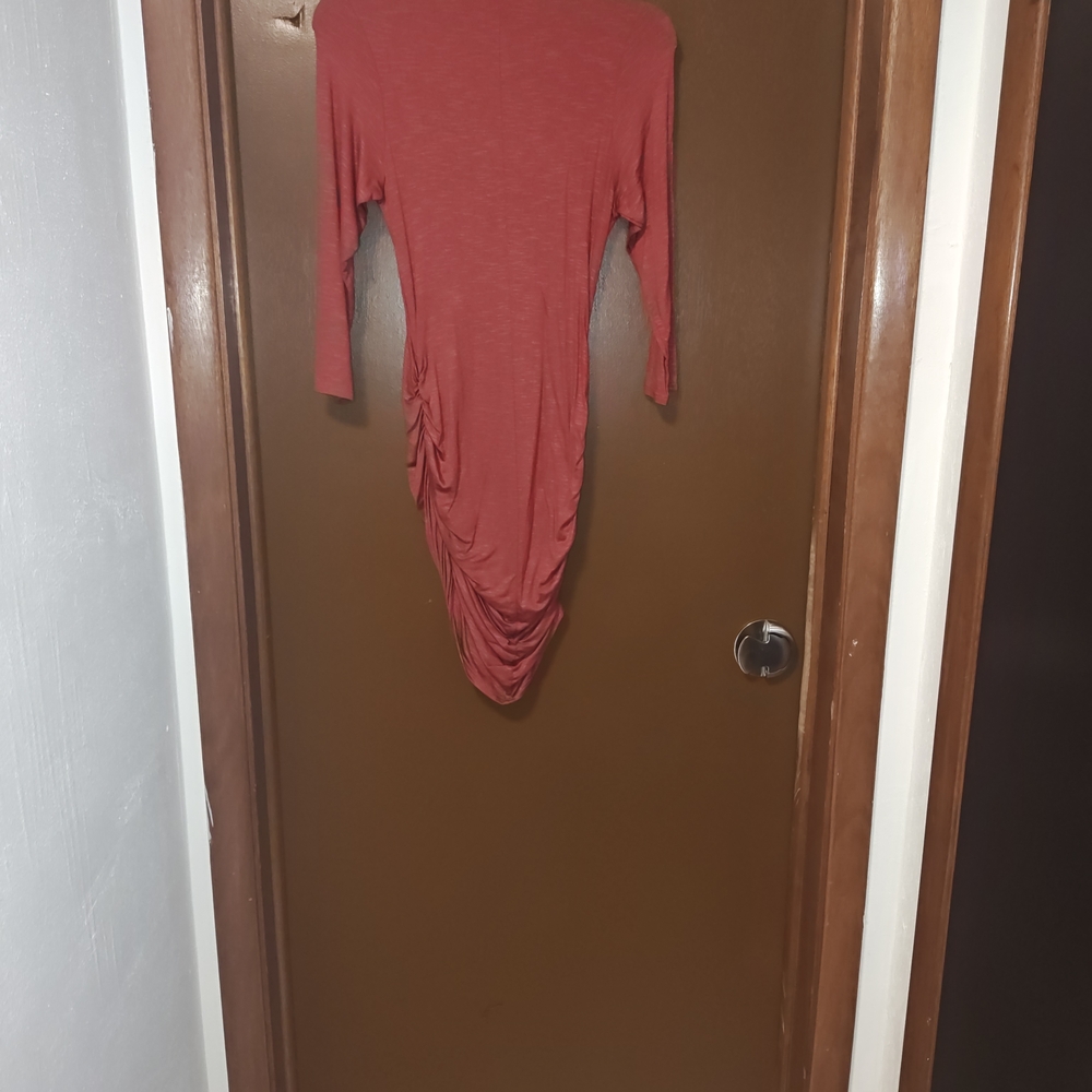 Red Ruched Dress - Picture 2 of 3